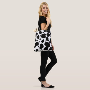 Cow Spots Pattern Black and White Animal Print Tote Bag