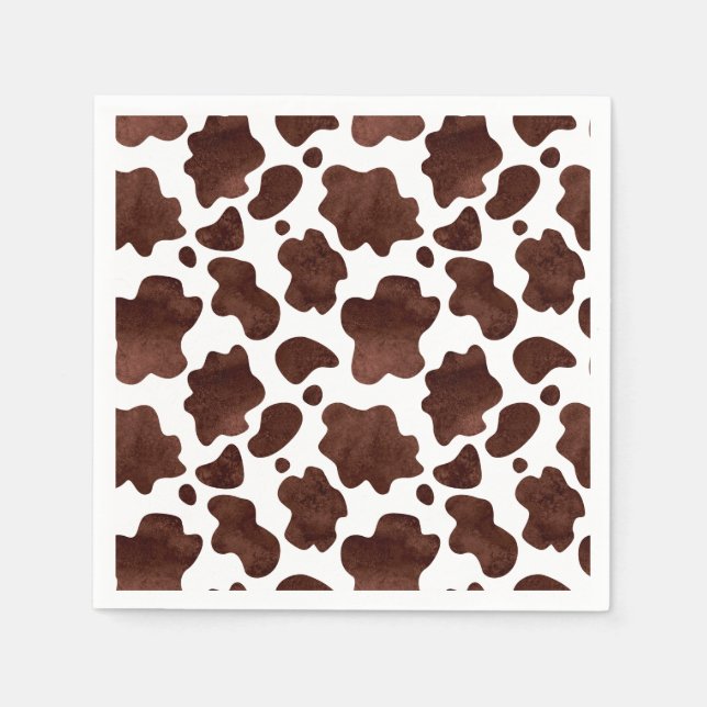 Cow Spots Pattern Brown and White Animal Print Napkin (Front)