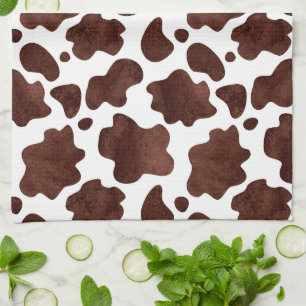 Cow Spots Pattern Brown and White Animal Print Tea Towel