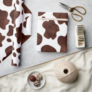 Cow Spots Pattern Brown and White Animal Print Wrapping Paper
