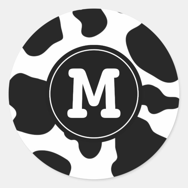 Cow spots pattern round sticker | animal print (Front)