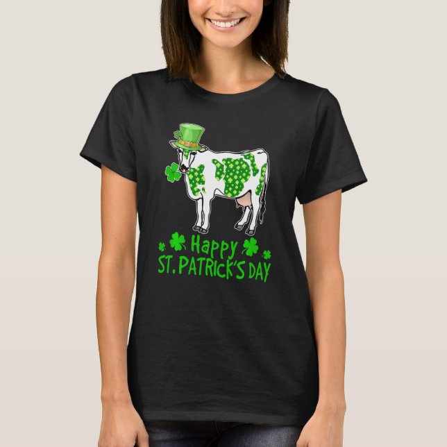 Cow St Patricks Day Lucky Farmer Cow Matching Fami T-Shirt (Front)