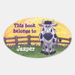Cow Stationery Oval Sticker