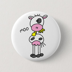 Cow Stick Figure Button