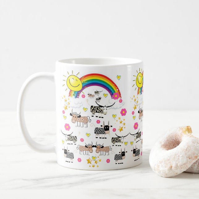 Cow Sun Rainbow Mug (With Donut)
