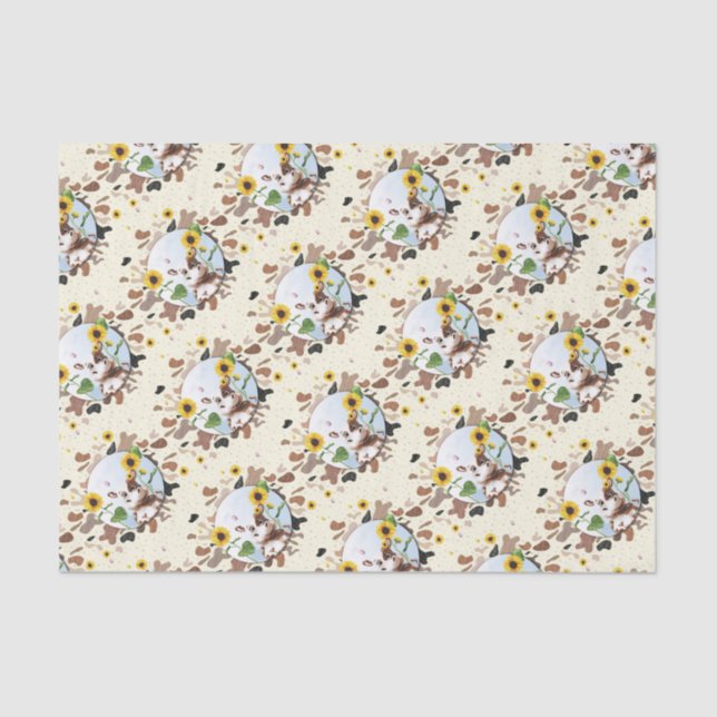 Cow Sunflower Farm Tissue Paper (Front)