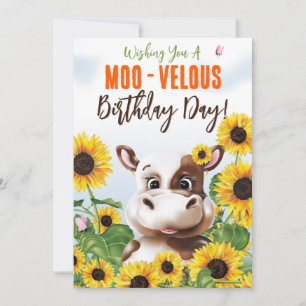 Cow Sunflower Funny Birthday