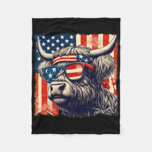 Cow Sungles American Flag 4th Of July Farmer Fleece Blanket