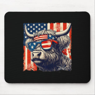 Cow Sungles American Flag 4th Of July Farmer  Mouse Mat
