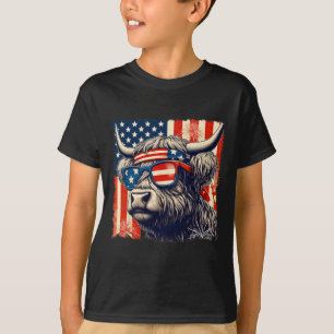 Cow Sungles American Flag 4th Of July Farmer T-Shirt