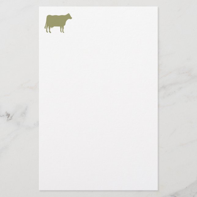 Cow Symbol - Khaki on White Stationery (Front)