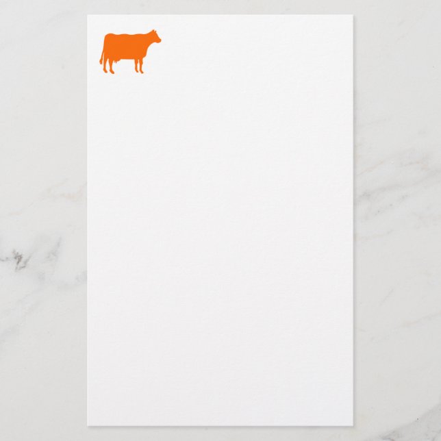 Cow Symbol - Orange on White Stationery (Front)