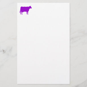 Cow Symbol - Purple on White Stationery