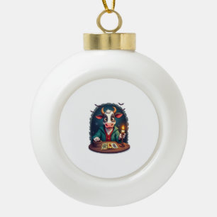 Cow Tarot of Terror Ceramic Ball Christmas Ornament