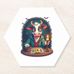 Cow Tarot of Terror Paper Coaster