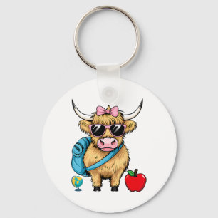 Cow Teacher Back To School Cute Cow Farm Western Key Ring