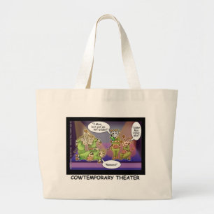 Cow-Temporary Theatre Funny Cows Gifts & Tees Large Tote Bag