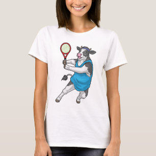 Cow Tennis Tennis racket Sports T-Shirt