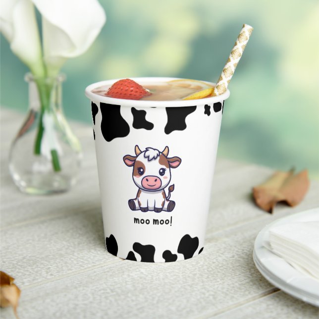 Cow Theme First Birthday Paper Cups (Insitu)