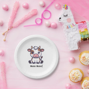 Cow Theme First Birthday Paper Plate
