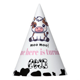 Cow Theme First Birthday Party Hat