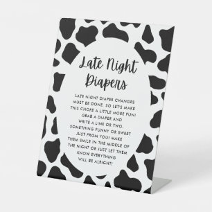 Cow Theme Late Night Diaper Game Sign