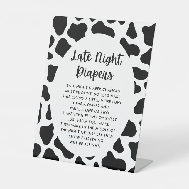 Cow Theme Late Night Diaper Game Sign (Front)