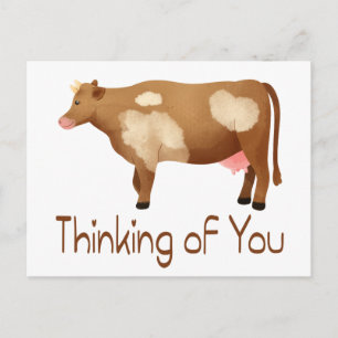 Cow Thinking of You Hello Miss You Farm Farmer Postcard