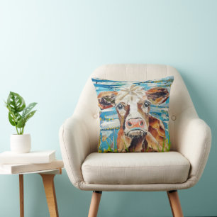 Cow throw pillow