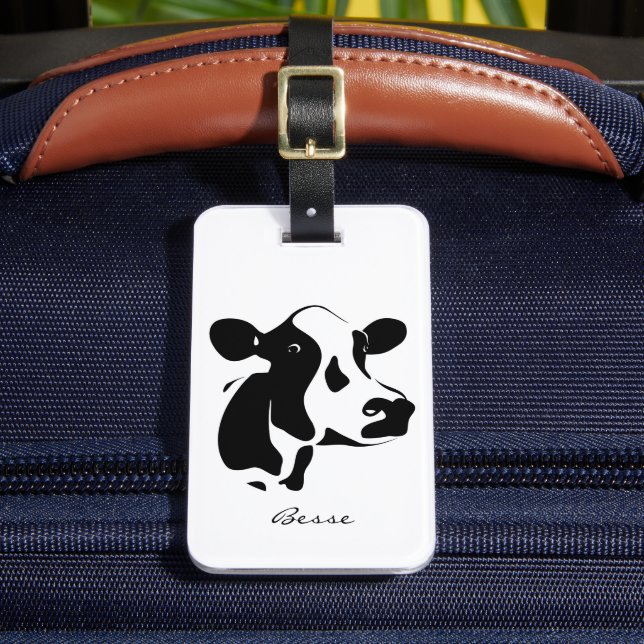 Cow Tillamook Cow Luggage Tag Custom Name (Front Insitu 2)