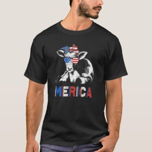 Cow Toungue Out America Independence Day T-Shirt