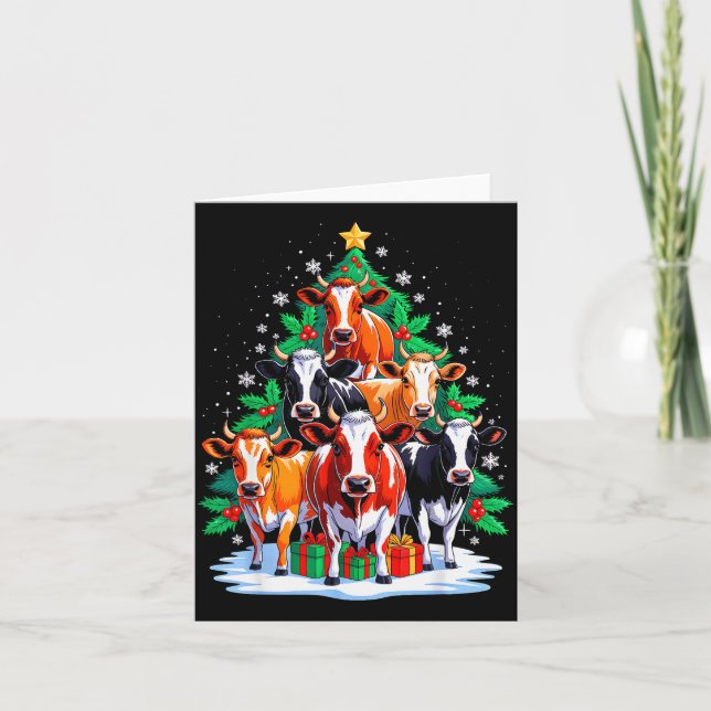 Cow Tree Christmas Cow Lover Xmas Squad Men Women  Card (Front)