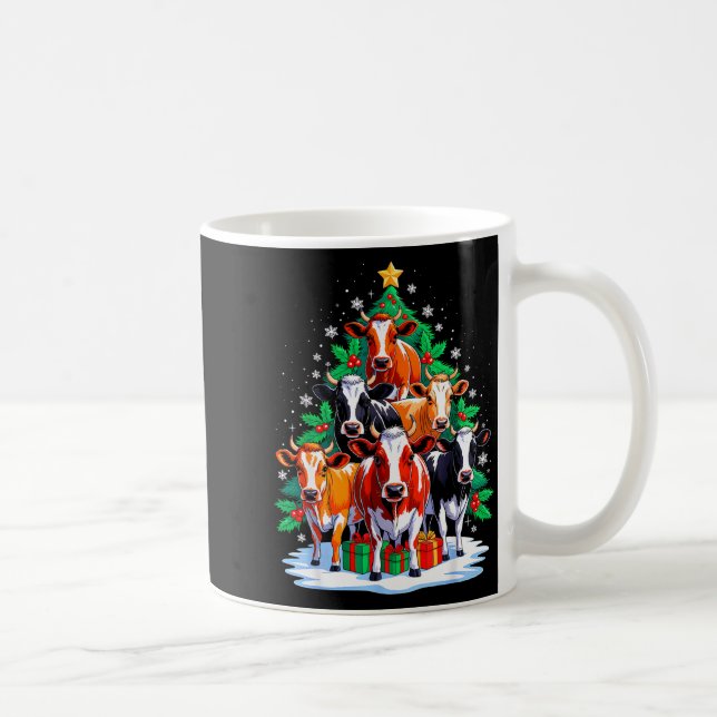 Cow Tree Christmas Cow Lover Xmas Squad Men Women  Coffee Mug (Right)