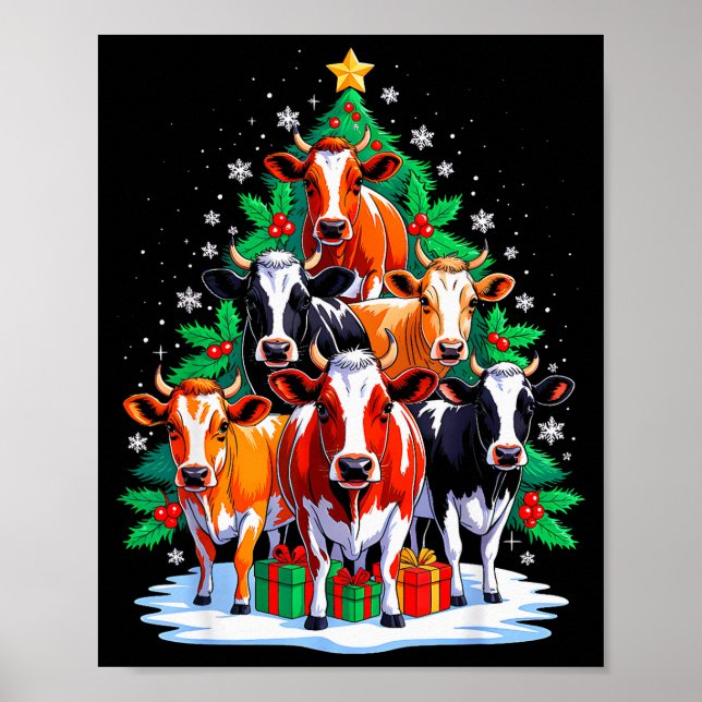Cow Tree Christmas Cow Lover Xmas Squad Men Women  Poster (Front)