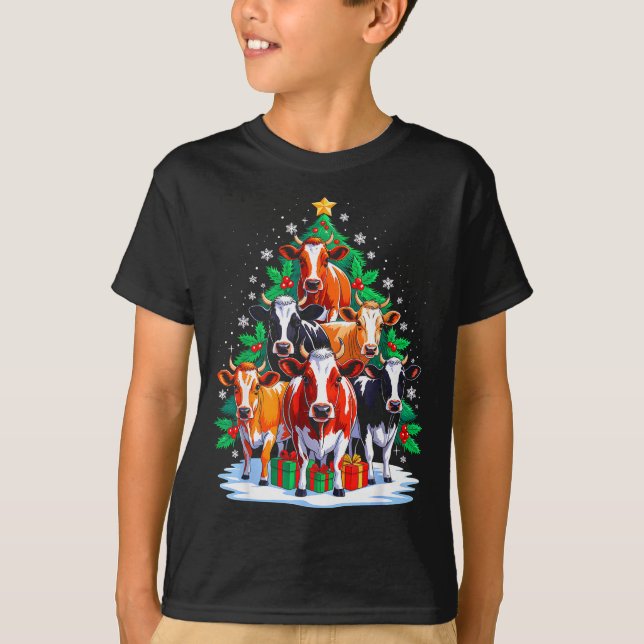 Cow Tree Christmas Cow Lover Xmas Squad Men Women  T-Shirt (Front)