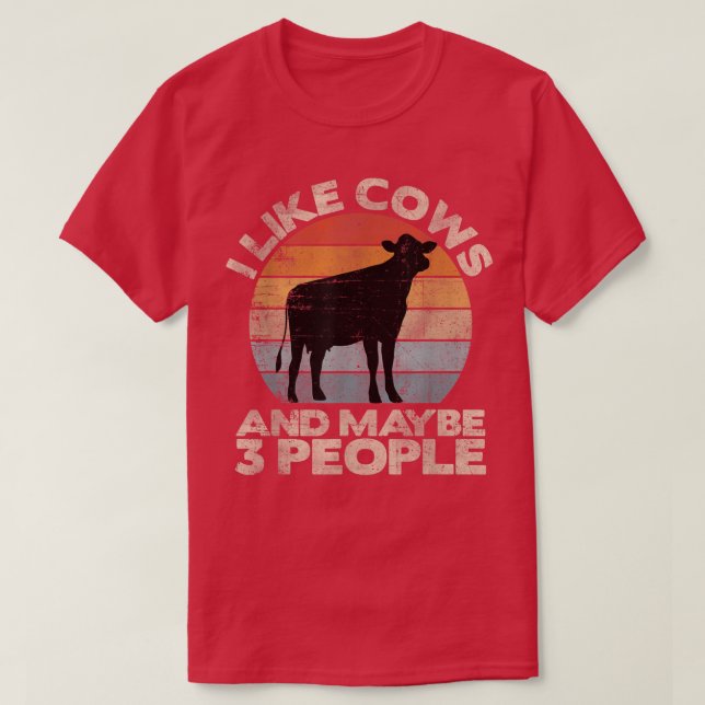 Cow Tshirt, Retro Cow Tee, Cow Lover Gift, Cow Lov T-Shirt (Design Front)