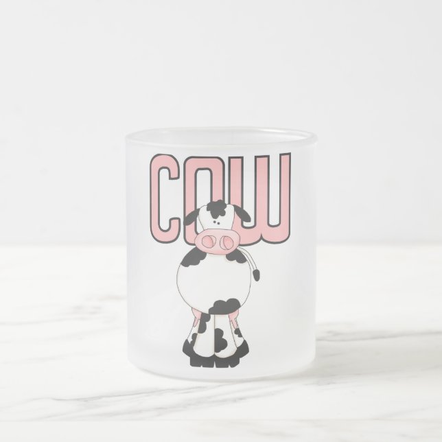 Cow Tshirts and Gifts Frosted Glass Coffee Mug (Center)