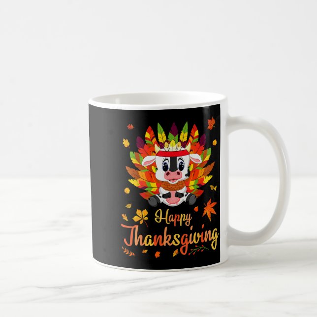 Cow Turkey Costume Heart Happy Thanksgiving Day Da Coffee Mug (Right)