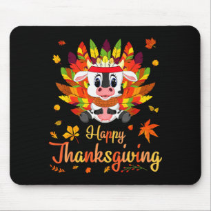 Cow Turkey Costume Heart Happy Thanksgiving Day Da Mouse Mat