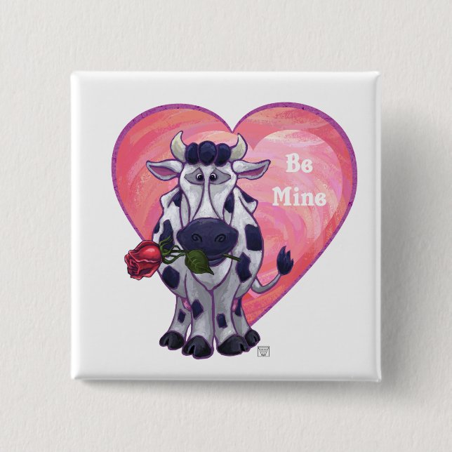 Cow Valentine's Day 15 Cm Square Badge (Front)