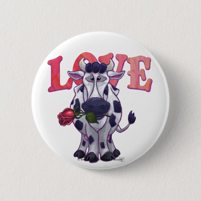 Cow Valentine's Day 6 Cm Round Badge (Front)