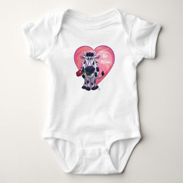Cow Valentine's Day Baby Bodysuit (Front)