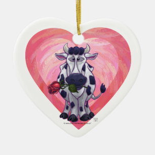 Cow Valentine's Day Ceramic Tree Decoration