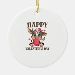 Cow Valentine's Day Heart Gifts tee funny Cow Cute Ceramic Tree Decoration