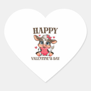 Cow Valentine's Day Heart Gifts tee funny Cow Cute Heart Sticker