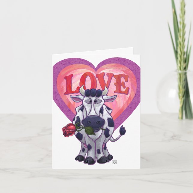 Cow Valentine's Day Holiday Card (Front)