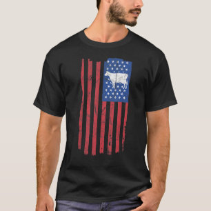 Cow Vintage American Flag Retro Dairy Farmer T-Shirt