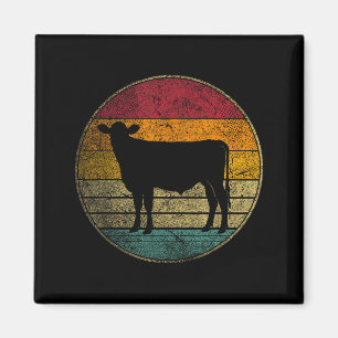 Cow - Vintage Distressed Retro Silhouette 60s 70s  Magnet