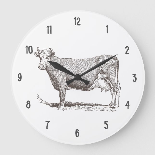 Cow vintage funny large clock (Front)