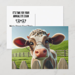 Cow Wearing Glasses For Eye Clinic Postcard